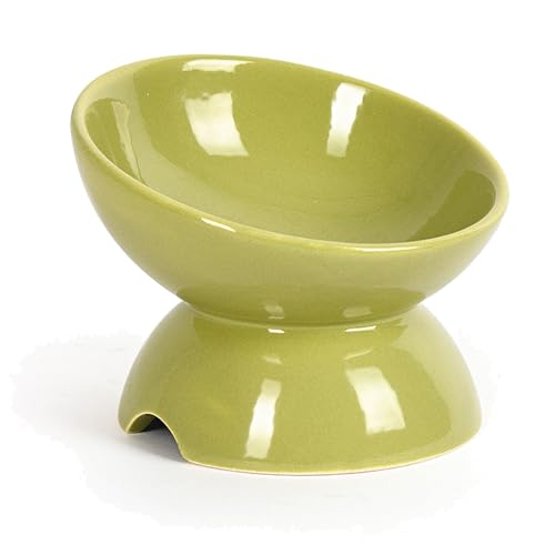 GMYIAK Keramik Futternapf Katze Katzennapf Erhöht Fressnapf Katze Keramik-Katzennäpfe für Futter und Wasser perfekt für Katzen Welpen und kleine Hunde Haustier-Schale Grün