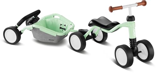  TRAILY Bundle Sicheres für Kleinkinder 1 5 Jahren Rutschfahrzeug Lauflernwagen TRAILY Pendelachse verhindert EIN Kippen Leise Float Laufräder Paastellgrün