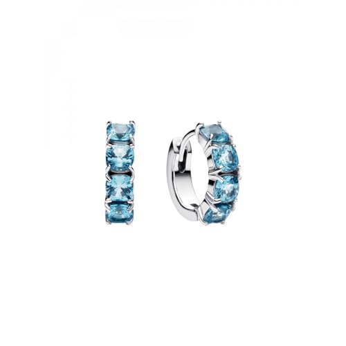 Pandora Timeless Hellblaue Creolen-Ohrringe aus Sterling Silber mit aquamarinblauen künstlichen Kristallen 293851C01