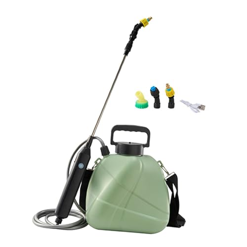 Fenteer 5L Electric Garden Plant Sprayer mit schultergurtverstellbaren Düsen ausziehbarer Stangen USB -Ladung für die Gartenreinigung 2 -Meter -schlauchgrün