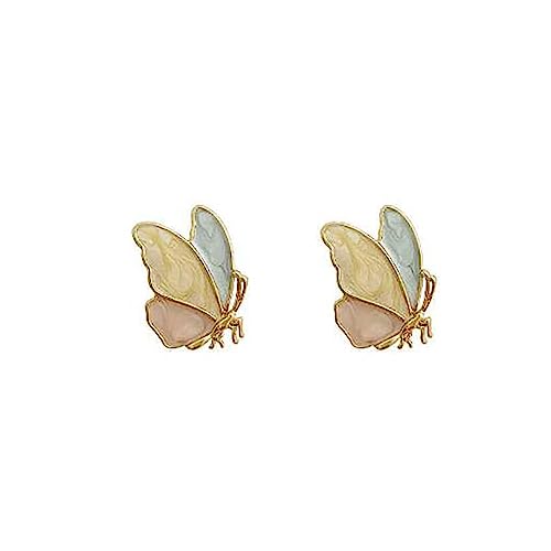 Ohrringe Ohrringe Silber 925 Creolen Bunte Schmetterlings-Ohrringe für Damen klein und einfach für den Sommer alle süßen Ohrringe Tropfglasur Sterlingsilber Nadel frische Pink One Size