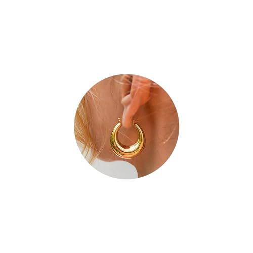 TINGN Ohrringe Gold Damen - Chunky Gold Earrings für Damen Hypoallergenic Ovale Creolen Hoop Earrings Chunky Goldene Ohrringe Damen Ohrringe Gold Creolen Modeschmuck Geschenke für Frauen Damen Mädchen