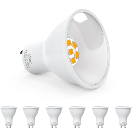 AGOTD GU10 LED Warmweiss 5W 3000K 800Lumen Spot Leuchtmittel Ersatz für 35W 50W Halogenlampen Warmweiß nicht Dimmbar 120 Abstrahlwinkel Reflektorlampen 220-240V AC 6er-Pack