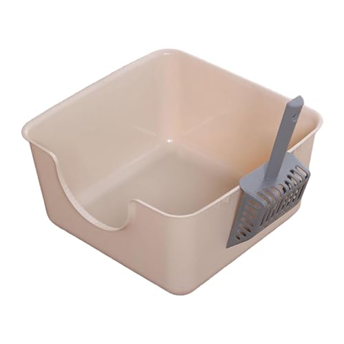 DXZXDJIU Große Katzentoilette mit offener Oberseite Spritzwassergeschützte Katzentoilette mit erhöhtem Design und Streuschaufel for alle Katzenstreuarten Yellow
