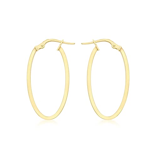 Carissima Gold Damen 14 mm x 30 mm Oval Creole Ohrringe 9k 375 Gelbgold 1.53.3479