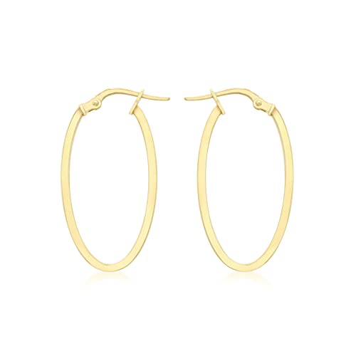 Carissima Gold Damen 14 mm x 30 mm Oval Creole Ohrringe 9k 375 Gelbgold 1.53.3479