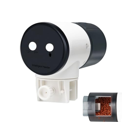 Fischfutterautomat 200 ml automatischer rotierender Fischfutterspender Aquarium-Futterspender Urlaubs-Timer-Futterspender für Aquarien für die tägliche Pflege von Goldfischen Koi Schildkröten
