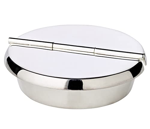 EDZARD Klapp-Aschenbecher Ashburn schwerversilbert 10 cm Handarbeit Outdoor geeignet Ascher geeignet für Zigaretten und Zigarren Wind- und Wetterfest dank Deckel