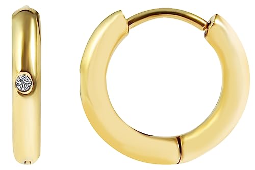 Akzent Brinsli Damen-Creolen Ohrringe Ohrschmuck Edelstahl goldfarbig Simili 5130111