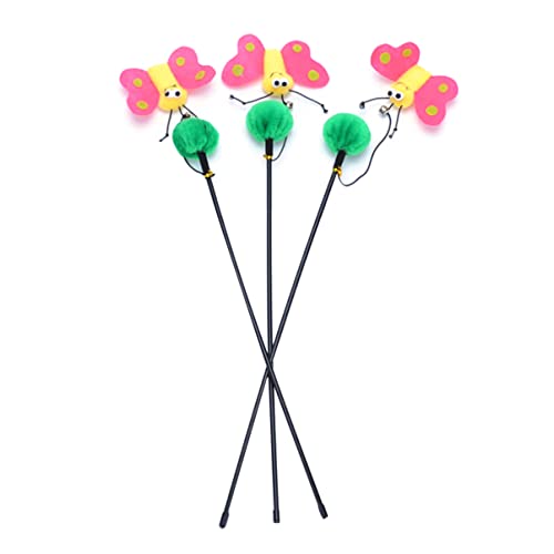 Happyyami 3stücke Teiliges Interaktives Katzenspielzeug Mit Katzenangel Und Plüsch-Schmetterlingen Fördert Und Spielvergnügen Für Katzen Stärkt Die Bindung