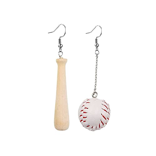 Plated Earrings Dainty 3D-Softball-Schläger-Ohrringe Clip-on-Damen-nette Spieler-Cheerleading-Accessoires Mittlere Creolen Für Damen C One Size