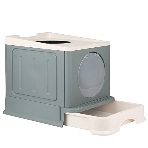 Homewell Katzentoilette mit Deckel und Schaufel Katzenklo Schrank Schublade Design Multifunktionaler und Komfortabel Katzen Zubehör 45 x 34 x 39 cm Grau Modell 3