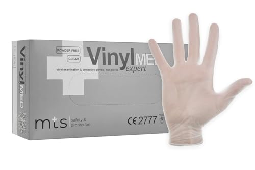 MTS Safety Protection Einweghandschuhe S - 100 Stück Box Vinylhandschuhe Transparenz - Einmalhandschuhe Puderfreie Handschuhe Diagnose Vinyl Handschuhe Einweg Gloves S 100 Stück
