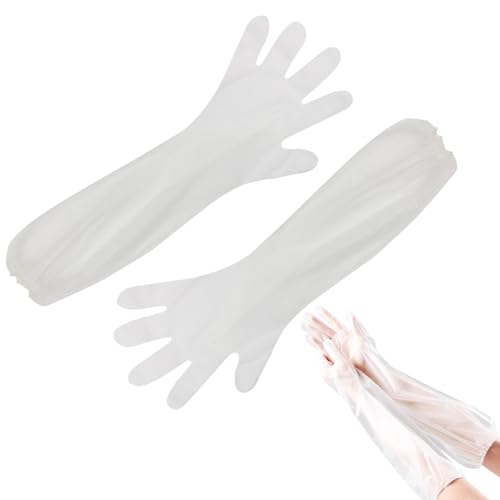 ZWWOGE Langarm Handschuh Handschuhe Dehnbare Einweghandschuhe Einweg Weichplastikfolie Handschuhe Extra Lange Stulpe 60 cm 30pcs