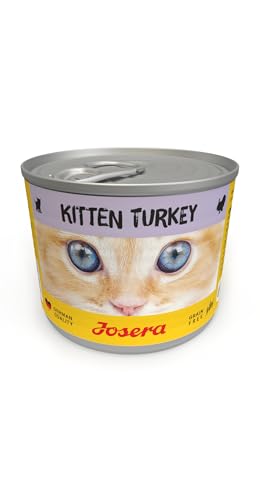 JOSERA Nassfutter Kitten Turkey 6 x 200 g Kitten Premium Katzenfutter nass für wachsende Katzen Pute leckere Geflügelbrühe getreidefrei Anti-Haarballen Alleinfutter 6er Pack
