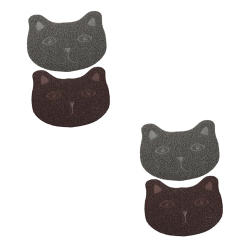 minkissy Katzenstreu-Matte Urin Kätzchen Katzenstreu Matte Katzenteppich Katzenkopf-Design wasserdichte Katzenstreu PVC Tiernahrung 4 Stück