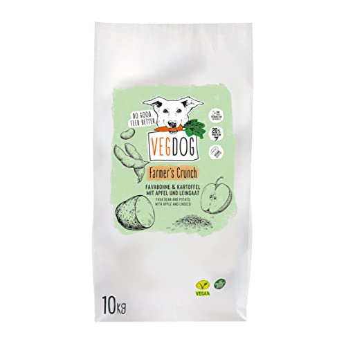 VEGDOG Farmer s Crunch veganes Trockenfutter für Adulte Hunde mit Kartoffel und Favabohne getreidefreies Alleinfutter für Allergiker mit alternativer Proteinquelle 10kg