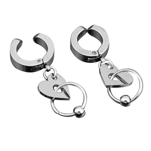 Edelstahl Herz Kreis Ohrclip Hiphop Damen Creolen Y2K Gothic Ohrschnalle Ohrstecker Ästhetischer Schmuck Geburtstag Herz Ohrringe Creolen