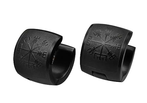 Kikuchi Klapp Creolen Stäbchen Ohrringe 10mm Breit Schwarz Reliefarbeit Vegv sir ERTS031