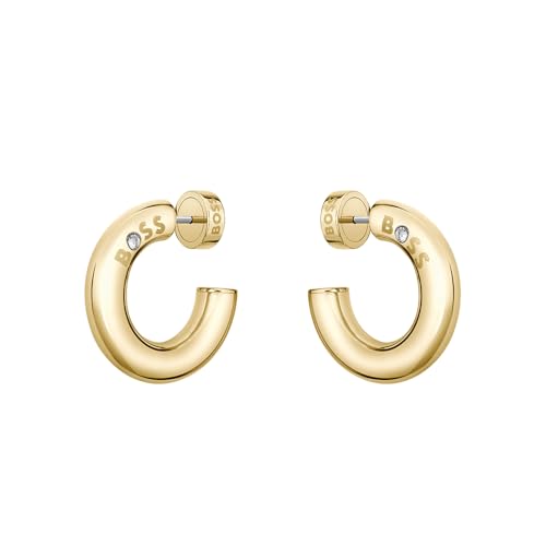 BOSS Jewelry Halskette Armreif und Creolen für Damen Kollektion LIVE aus Gelbgoldene Edelstahl mit einem Charm
