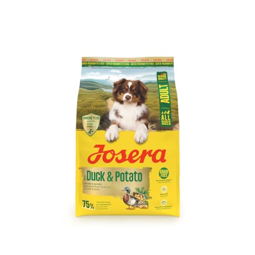 JOSERA Adult Ente Kartoffel 1 x 3 kg Premium Trockenfutter für ausgewachsene Hunde getreidefrei Immune Plus für EIN intaktes Immunsystem Biotin und Fettsäuren für Haut Fell 1er Pack