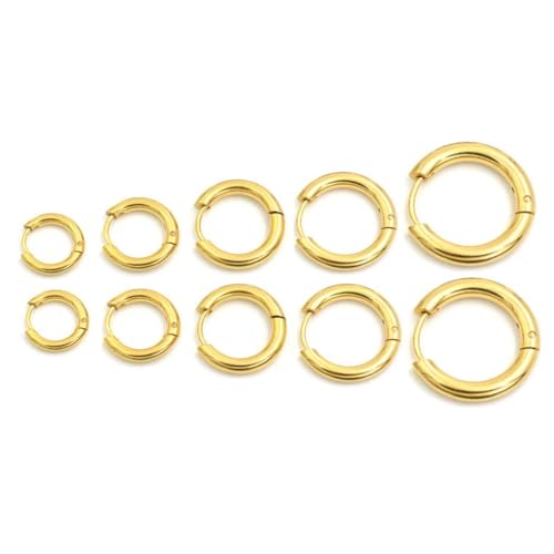 FDCGAS Edelstahl Gold Ohrringe - 5Paare Ohrringe Herren Creolen Ohrringe Männer Gold Ohrringe Damen Gold Ohrringe Creolen Herren Damen Ohrringe Gold Creolen Klein Set Titan für Herren Damen 10-18MM