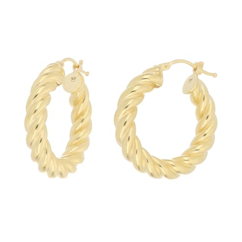 DelPia 2begold Ohrringe Modell Kleeblatt Creolen aus 18-karätigem Gold und 925er Sterlingsilber 15 mm