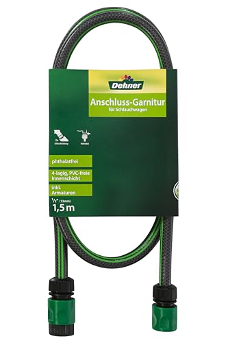  Anschluss Garnitur für Schlauchwagen inkl. Armaturen Länge 1.5 m 1 2 Zoll PVC grün