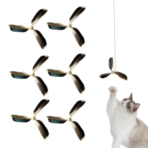 Generisch 6 Stücke Katzenspielzeug Mit Federn Katzenfeder Zauberstab Nachfüllend Interaktives Katzenspielzeug Angel Mit Feder Katzenfeder Propeller Zauberstab Spielzeug