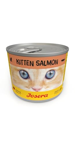 JOSERA Nassfutter Kitten Salmon 6 x 200 g Kitten Premium Katzenfutter nass für wachsende Katzen Lachs Pastinake mit Lachsöl getreidefrei Anti-Haarballen Alleinfutter 6er Pack
