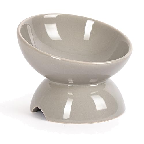 GMYIAK Keramik Futternapf Katze Katzennapf Erhöht Fressnapf Katze Keramik-Katzennäpfe für Futter und Wasser perfekt für Katzen Welpen und kleine Hunde Haustier-Schale Grau