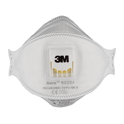 3M Aura Maske für Dämmstoffe und Hartholz 9332 FFP3 mit Ventil 10 pro Packung