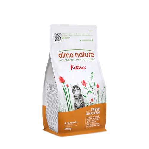 Almo Nature Kitten - Trockenfutter für Kätzchen mit Frischem Huhn - Für ein Ausgewogenes Wachstum von 2 bis 12 Monaten Geeignet für Trächtigkeit und Stillzeit - 400g Beutel