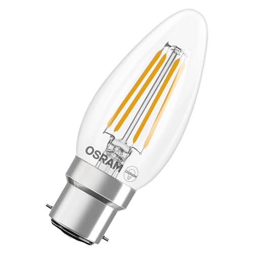 OSRAM LED-Lampe Filament Star B40 Minikerze 3 4W 840 4000K kaltweiß B22d klar 470 lm 15.000h Lebensdauer