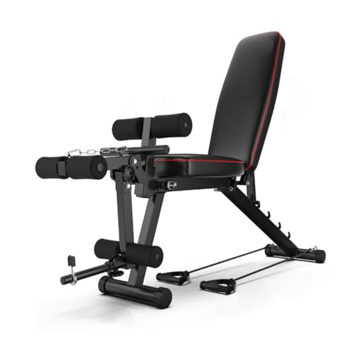 VCYEX Gym Bench Klappbare Hantelbank 5-Stufig Verstellbare RüCkenlehne Hantelbank FüR Zuhause Breite und Dicke Platte Weich Bequem Geeignet FüR HeimfitnessBlack 162X111X48CM
