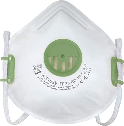 Oxyline 10x X 310 SV FFP3 R D Wiederverwendbare Atemschutzmaske Halbmaske Staubmaske Atemmaske Schutzmaske mit Ventil
