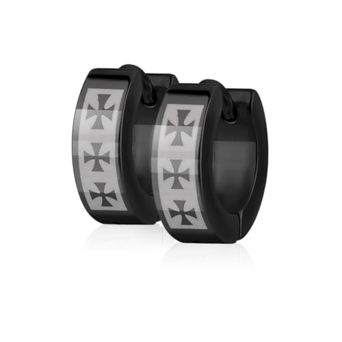 1 Paar Ohrringe CELTIC CROSSES aus Chirurgenstahl - Creolen in schwarz für normale Ohrlöcher