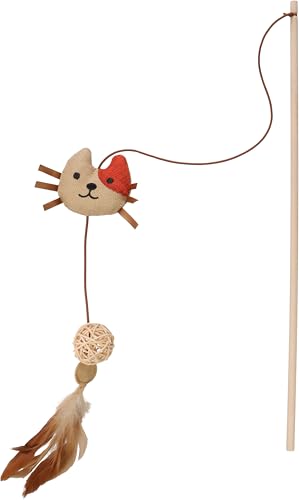 Flamingo Katzenspielzeug Robla Angel mit Ball 45cm Holz mit Catnip Federn bunt Jagdinstinkt fördern