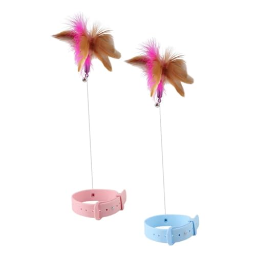Yardwe Interaktives Katzenhalsband Spielzeug Mit Federwedel Leichtes Sicheres Kätzchen Teaser Für Zuhause Katzenbedarf Geschenk