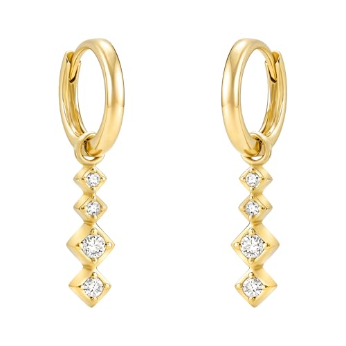 SOFIA MILANI - Damen Ohrringe 925 Silber - vergoldet golden - mit Zirkonia Steinen - elegante Creolen - 21034