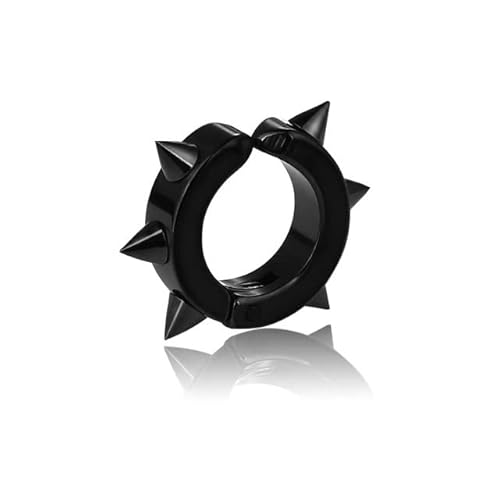 14 teiliges schwarzes Edelstahl Ohrring Set ohne Piercing Spike Niete Kreuz Quaste Clip On für Damen Herren Jungen und Mädchen