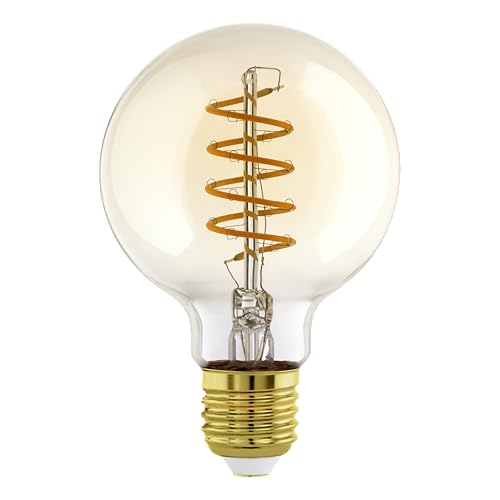 EGLO dimmbar Spiralühbirne Globe Leuchtmittel für Retro Beleuchtung 8 Watt entspricht 60 Watt 806 Lumen warmweiß 2700 K Birne G95 9 5 cm