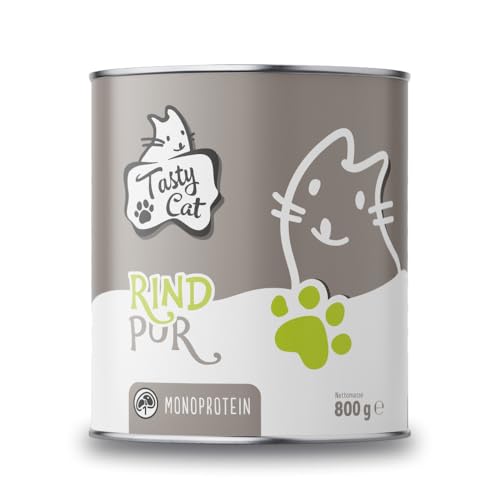 Tasty Cat Nassfutter für Katzen Mono Rind pur 6 x 800g. getreidefrei zuckerfrei Monoprotein