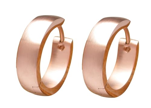 Kikuchi Ohrringe Titan Stäbchen 18 mm 4 8 mm Edelstahl Hoop Klapp Creolen Bogen Matt Hochglänzend ERTS017 2x Rotgold Matt