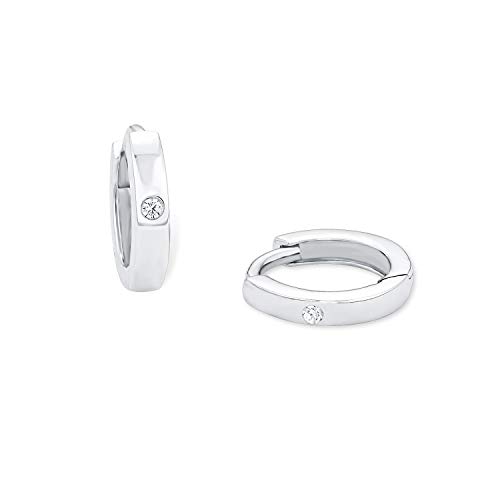 Amor Creolen 925 Sterling Silber Damen Ohrschmuck mit Zirkonia synth. 1 cm Silber Kommt in Schmuck Geschenk Box 9058112
