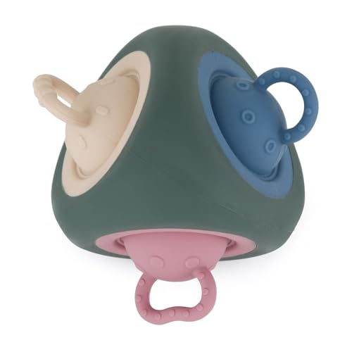 PETITE MARS Sensorisches Spielzeug aus Silikon zum Drücken Grün Multisensorisches Stimulationsspielzeug Pop it weiches Material ab 10 Monaten Zahnentlastung
