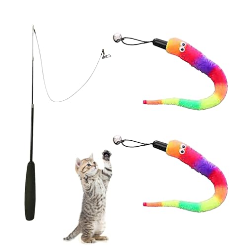 77cm Katzenangel Katzenspielzeug Angel Cat Toy Katzenangel Stabil Katzen Angel Federn Federspielzeug Interaktives Katze Spielzeug Katzen Spielstab Stab Mit Federn Stab Glocken für KäTzchen Oder Katze