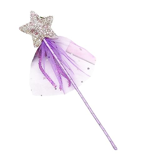 lopituwe Cat Teaser Craftsmanship Kids Sticks Fünfzackiger Stern Schönes Weihnachtskostüm Mädchen Zauberstab Süßes Design Angel Stick Violett