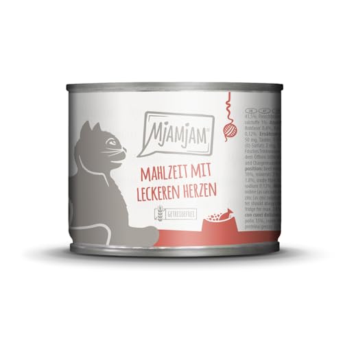 MjAMjAM - Premium Nassfutter für Katzen - Mahlzeit mit leckeren Herzen 1er Pack 1 x 200 g getreidefrei mit extra viel Fleisch