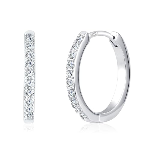ALEXCRAFT Zirkonia Ohrringe Silber 925 Creolen Damen Klein Silver Earrings Hoops Small für Frauen Freundin Mama